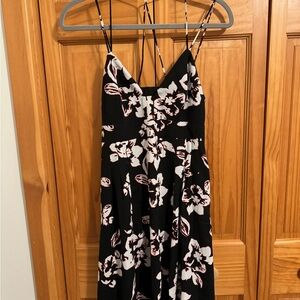 Express Black and Pink Floral Strappy Dress